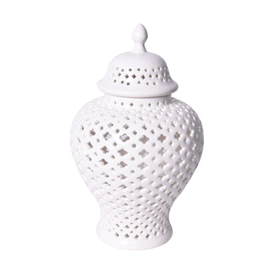 Legend of Asia Giftware Legend of Asia White Lattice Ginger Jar With Lid - S