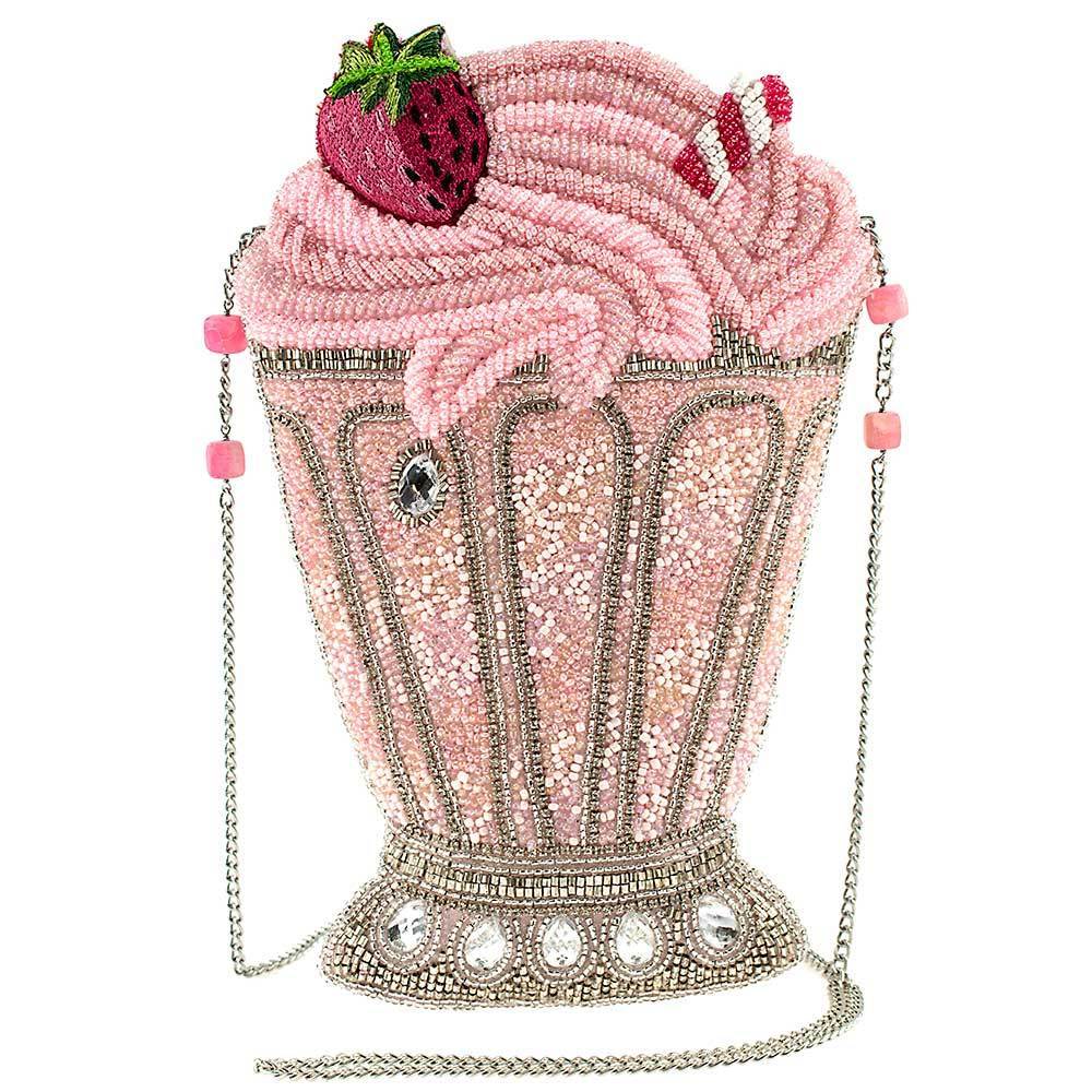 Mary Frances Shake It Up Strawberry Milkshake Crossbody Handbag Purse, Pink