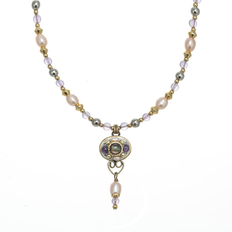 Michal Golan Jewelry Michal Golan Amethyst Small Oval Beaded Necklace