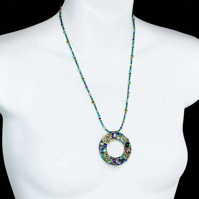 Michal Golan Jewelry Michal Golan Emerald Open Circle Pendant Necklace