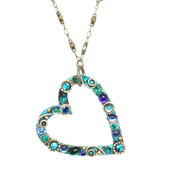Michal Golan Jewelry Michal Golan Emerald Open Heart Pendant Necklace