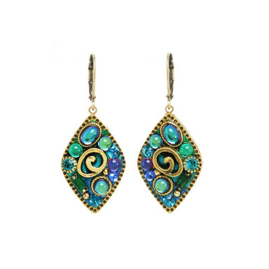 Michal Golan Jewelry Michal Golan Emerald Small Diamond Lever Back Earrings