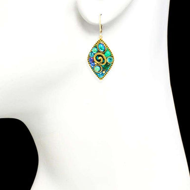 Michal Golan Jewelry Michal Golan Emerald Small Diamond Lever Back Earrings