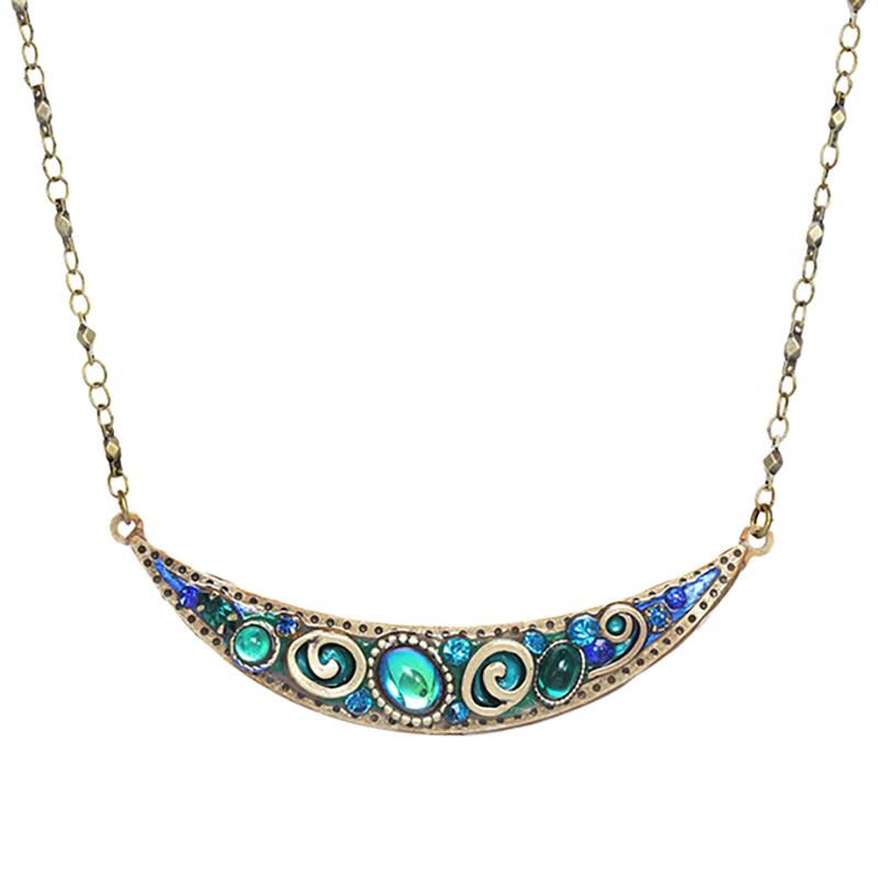 Michal Golan Jewelry Michal Golan Emerald Thin Crescent Necklace