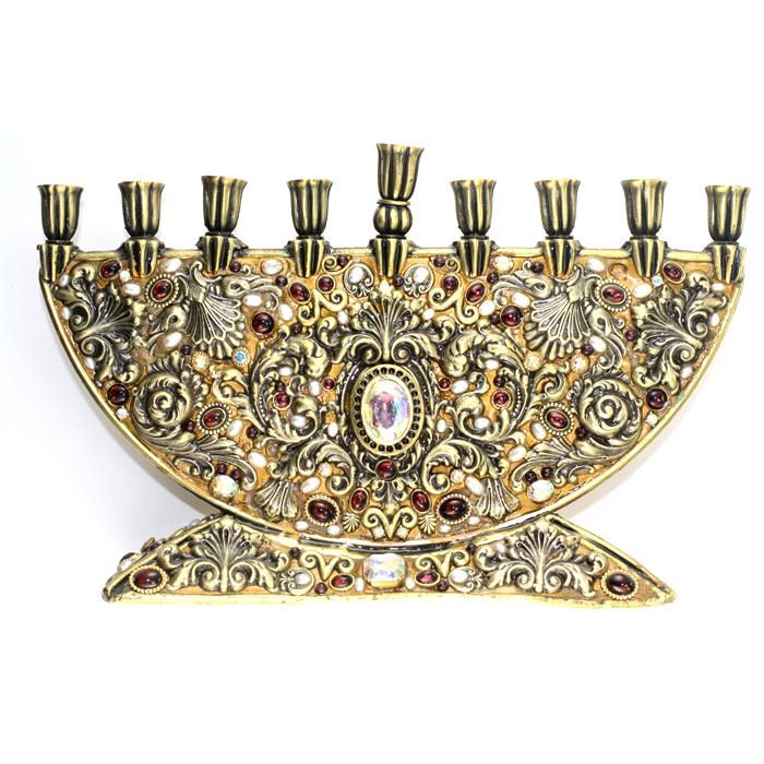 Michal Golan Menorah Extravagant scroll and feather metal work ...