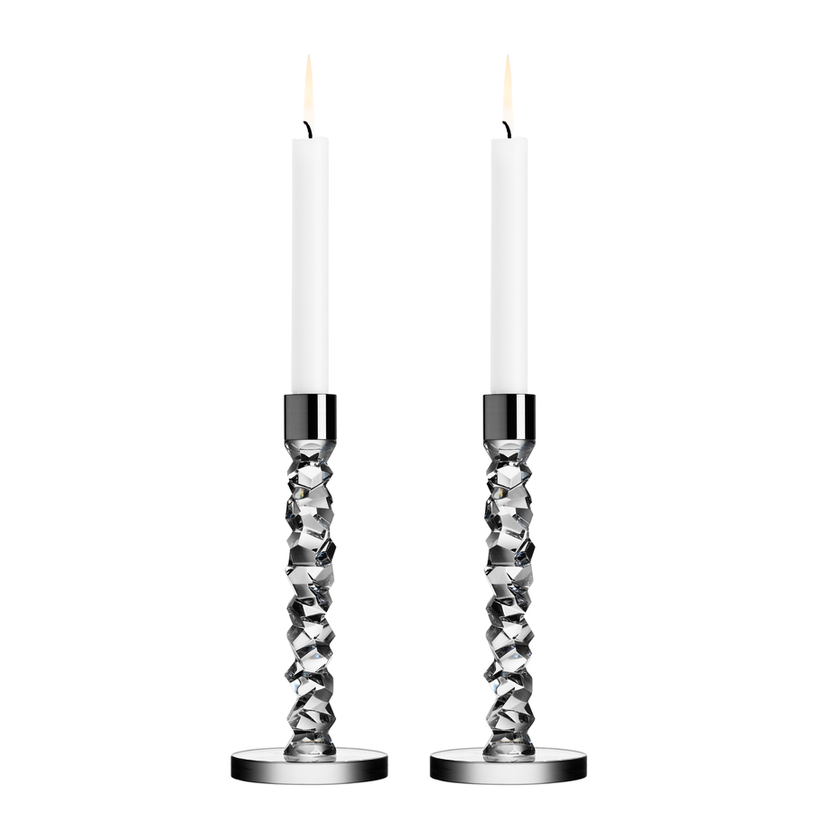 Orrefors Art Glass Orrefors Carat Candlestick (pair, silver, medium)
