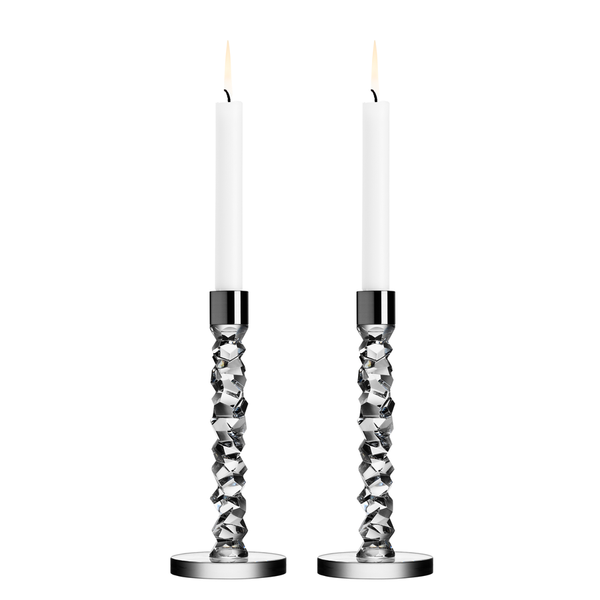 Orrefors Art Glass Orrefors Carat Candlestick (pair, silver, medium)