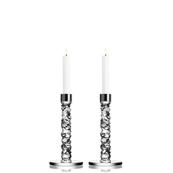 Orrefors Art Glass Orrefors Carat Candlestick (pair, silver, small)