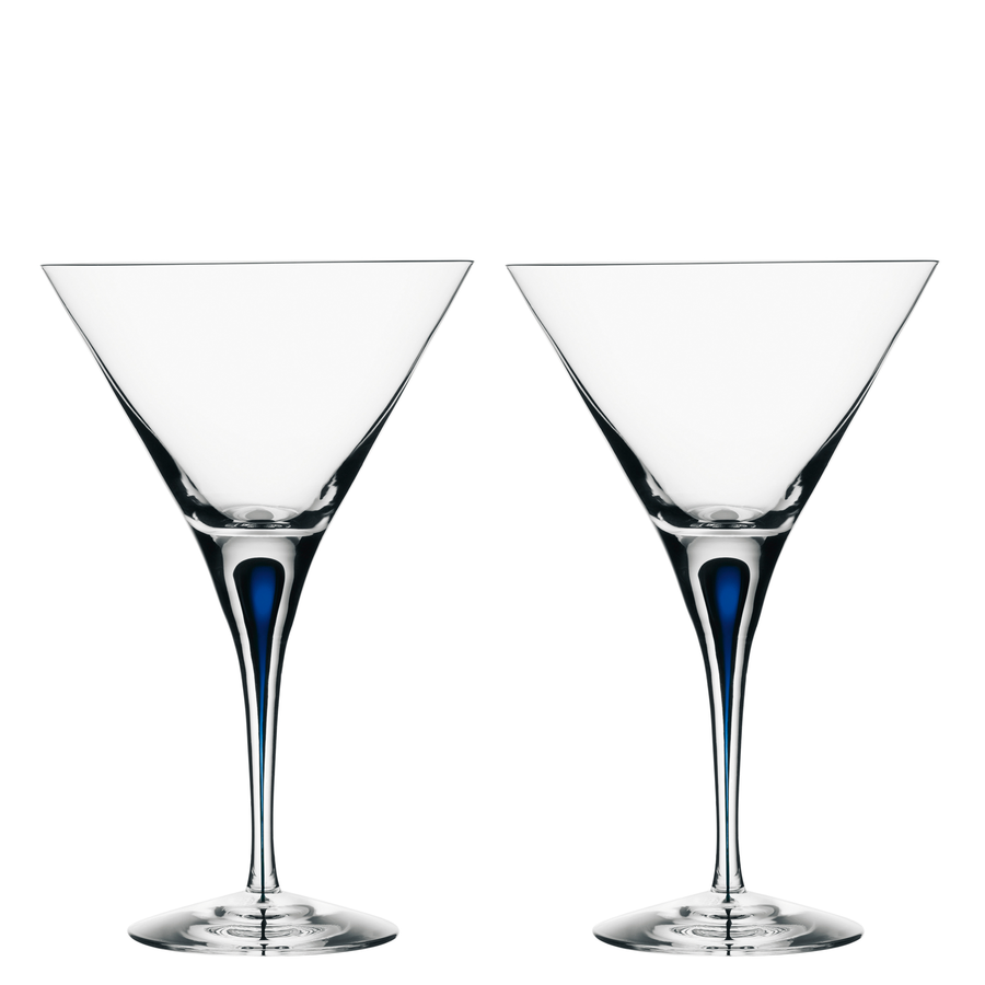 Orrefors Art Glass Orrefors Intermezzo Blue Martini Pair
