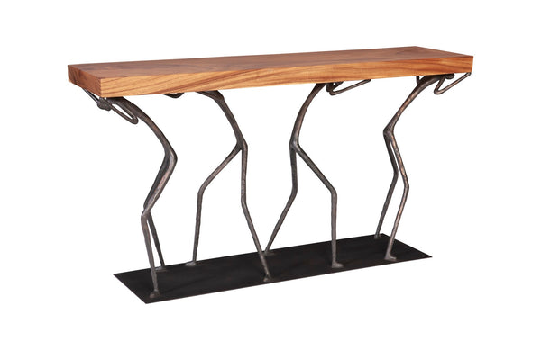 Phillips Collection Home Oversized LTL - Rate to be Quoted Phillips Collection Atlas Console Table, Chamcha Wood, Natural, Metal