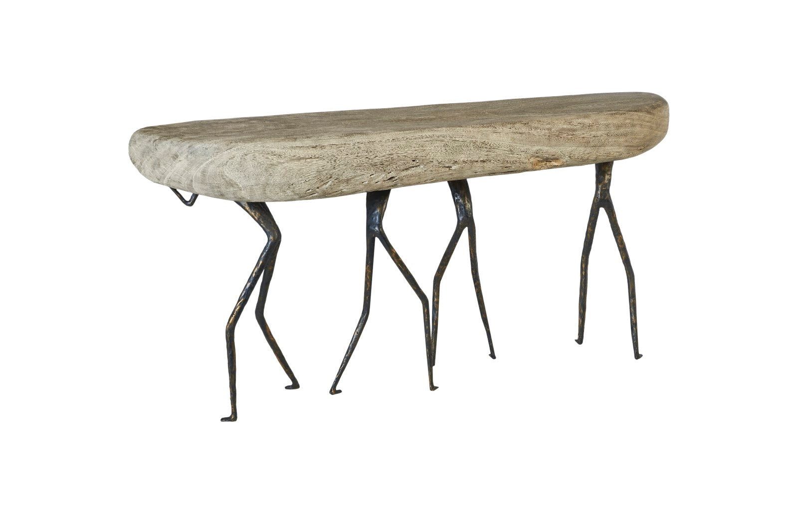 Phillips Collection Home Oversized LTL - Rate to be Quoted Phillips Collection Atlas Console Table, Gray Stone Finish, Metal