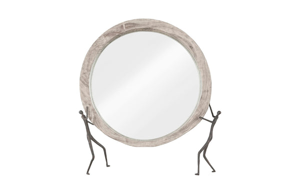 Phillips Collection Home Oversized LTL - Rate to be Quoted Phillips Collection Atlas Mirror, Chamcha Wood, Gray Stone Finish, Metal