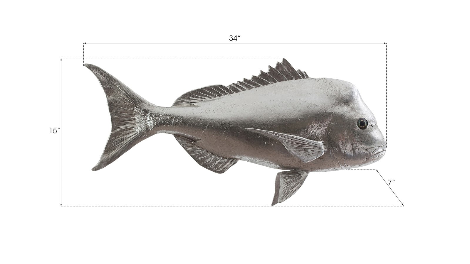Phillips Collection Home Phillips Collection Australian Snapper Fish Wall Sculpture, Resin, Silver Leaf