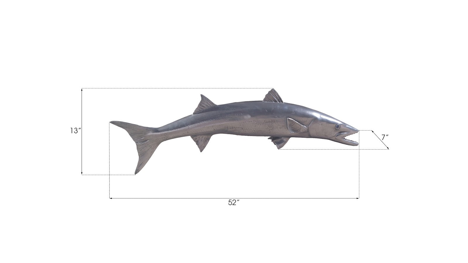 Phillips Collection Home Phillips Collection Barracuda Fish Wall Sculpture, Resin, Polished Aluminum Finish