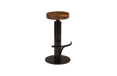 Phillips Collection Home Phillips Collection Black Iron Bar Stool, Swivel Seat, Natural