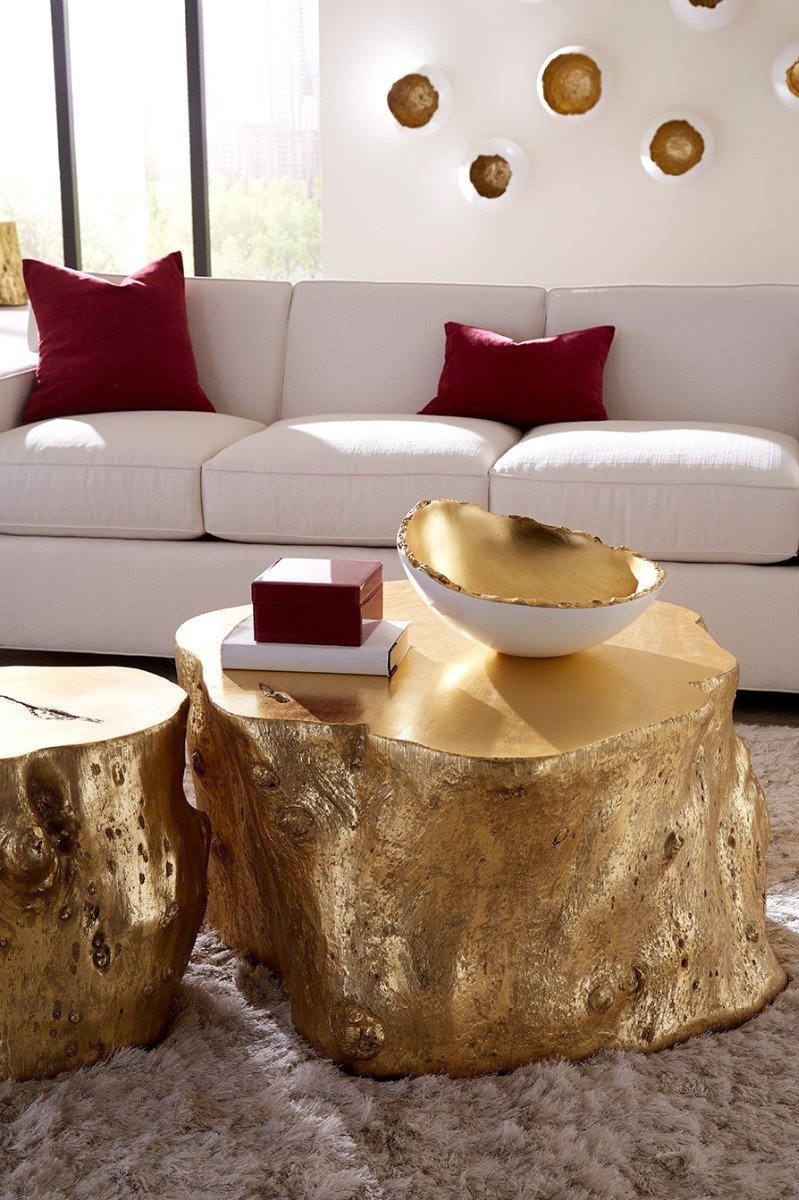 Gold tree deals trunk coffee table