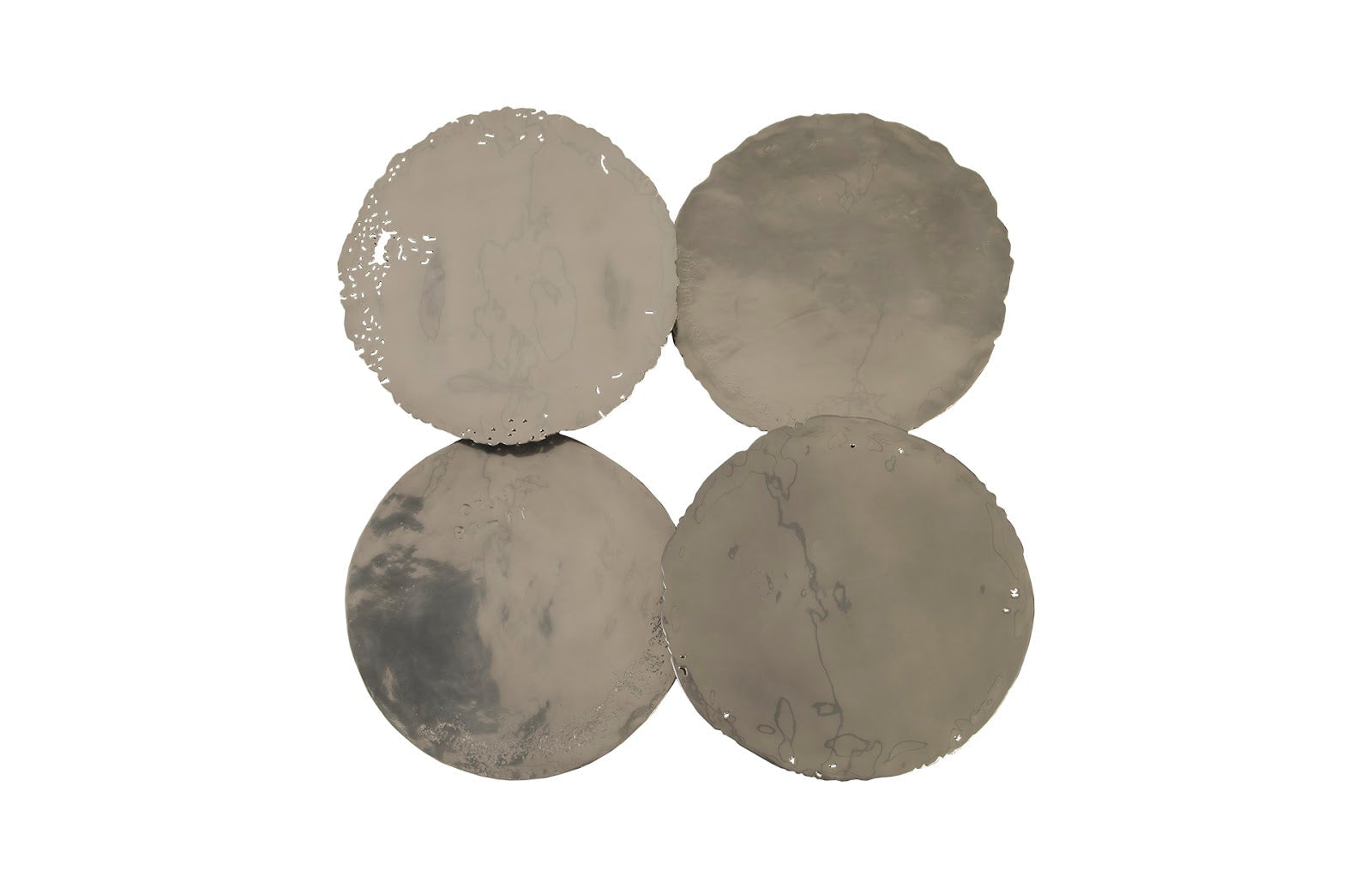 Phillips Collection Home Phillips Collection Cast Oil Drum Wall Discs, Liquid Silver, Set of 4