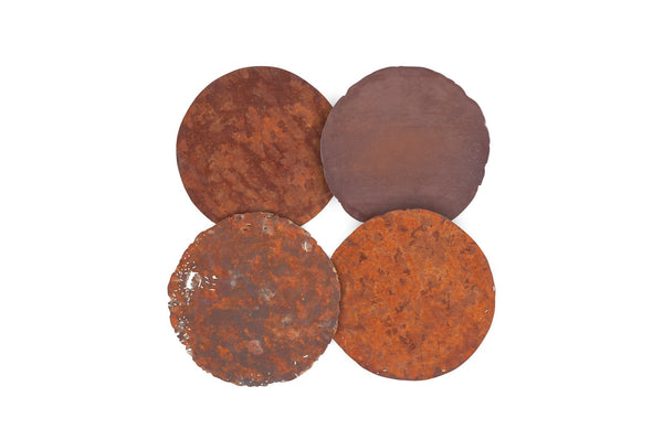Phillips Collection Home Phillips Collection Cast Oil Drum Wall Discs, Resin, Rust Finish, Set of 4