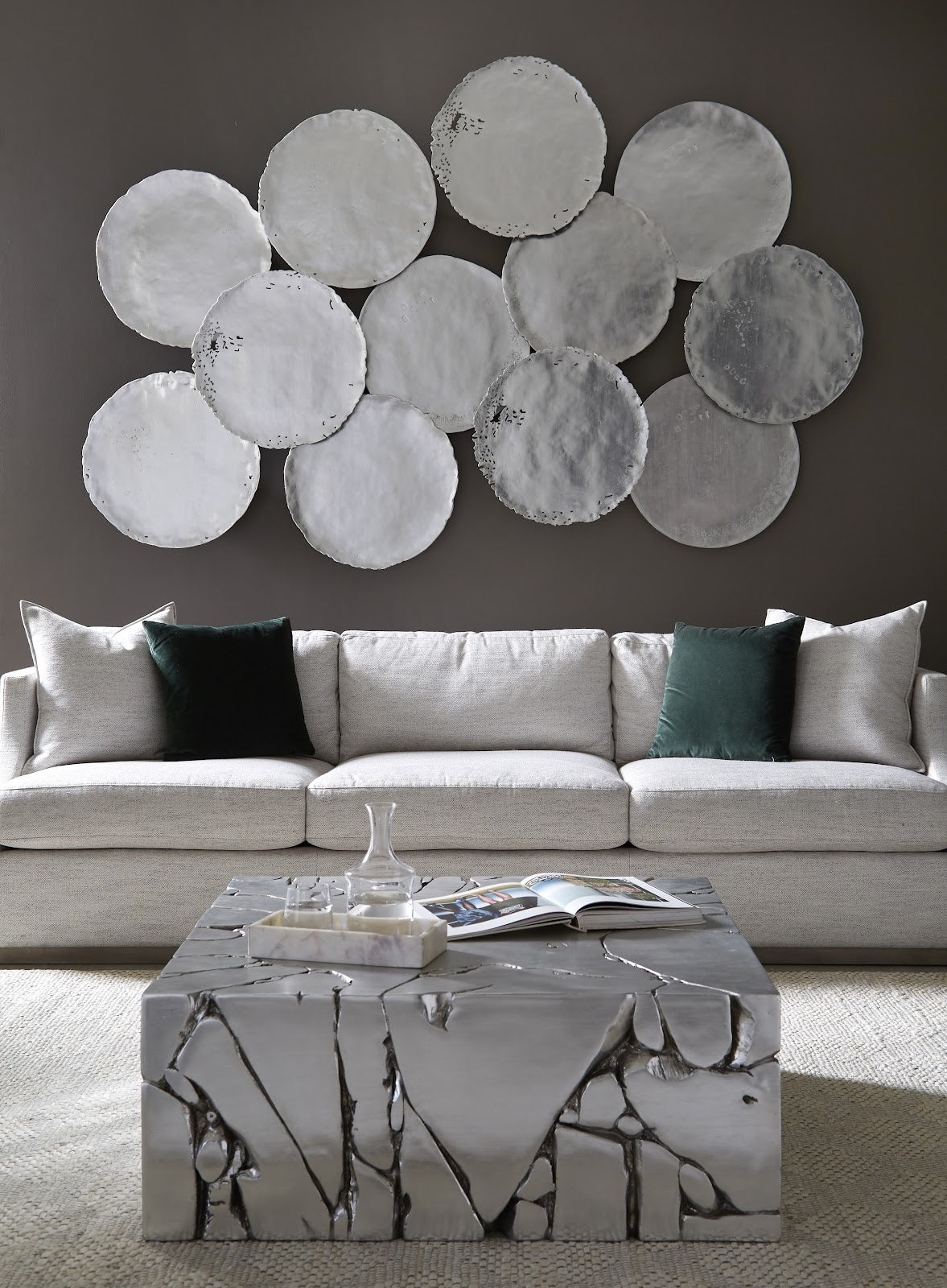 Phillips Collection Home Phillips Collection Cast Oil Drum Wall Discs, Silver Leaf, Set of 4