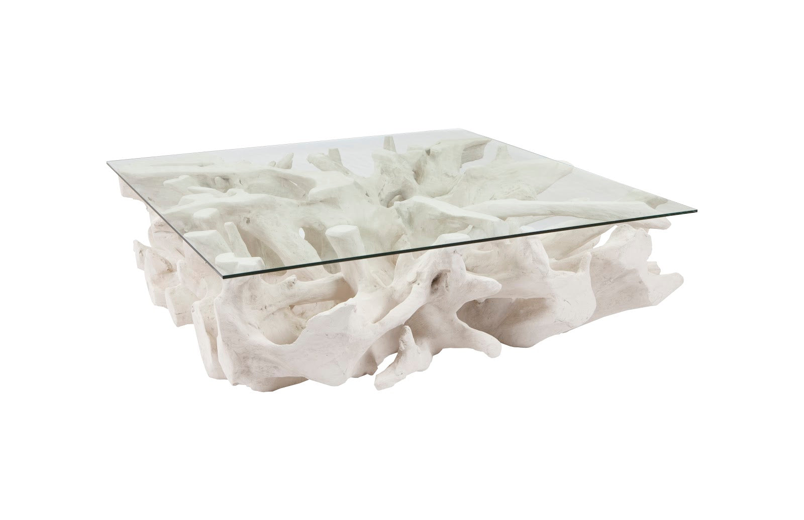 Phillips Collection Home Oversized LTL - Rate to be Quoted Phillips Collection Cast Root Coffee Table, White Stone, With Glass