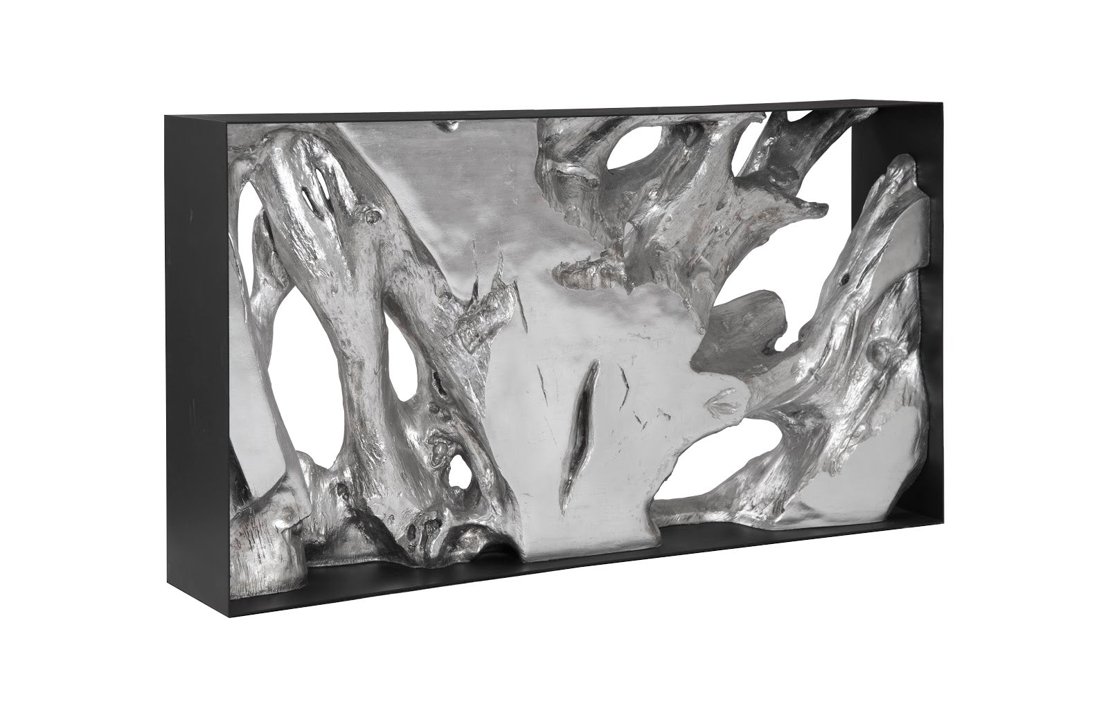 Phillips Collection Home Oversized LTL - Rate to be Quoted Phillips Collection Cast Root Console Table, Resin, Silver Leaf
