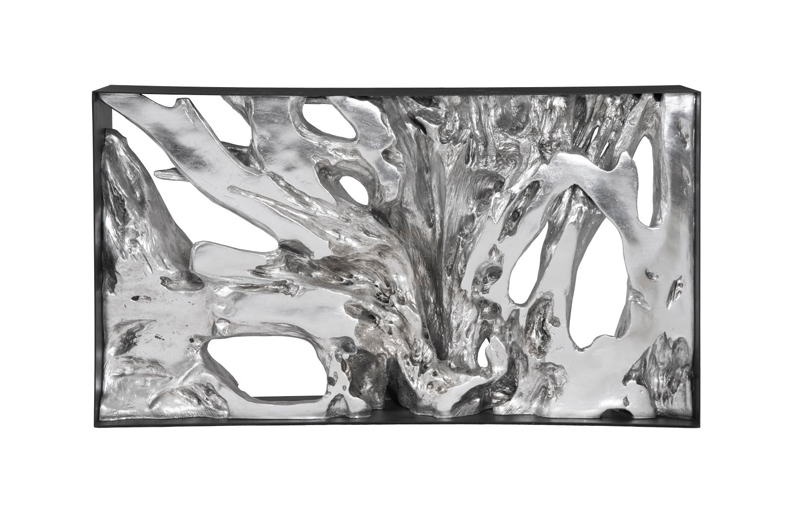 Phillips Collection Home Oversized LTL - Rate to be Quoted Phillips Collection Cast Root Console Table, Resin, Silver Leaf