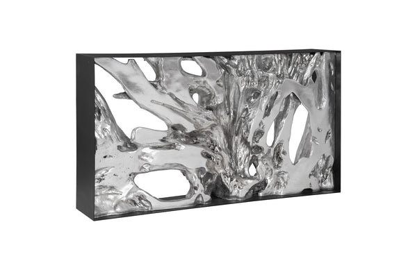 Phillips Collection Home Oversized LTL - Rate to be Quoted Phillips Collection Cast Root Console Table, Resin, Silver Leaf