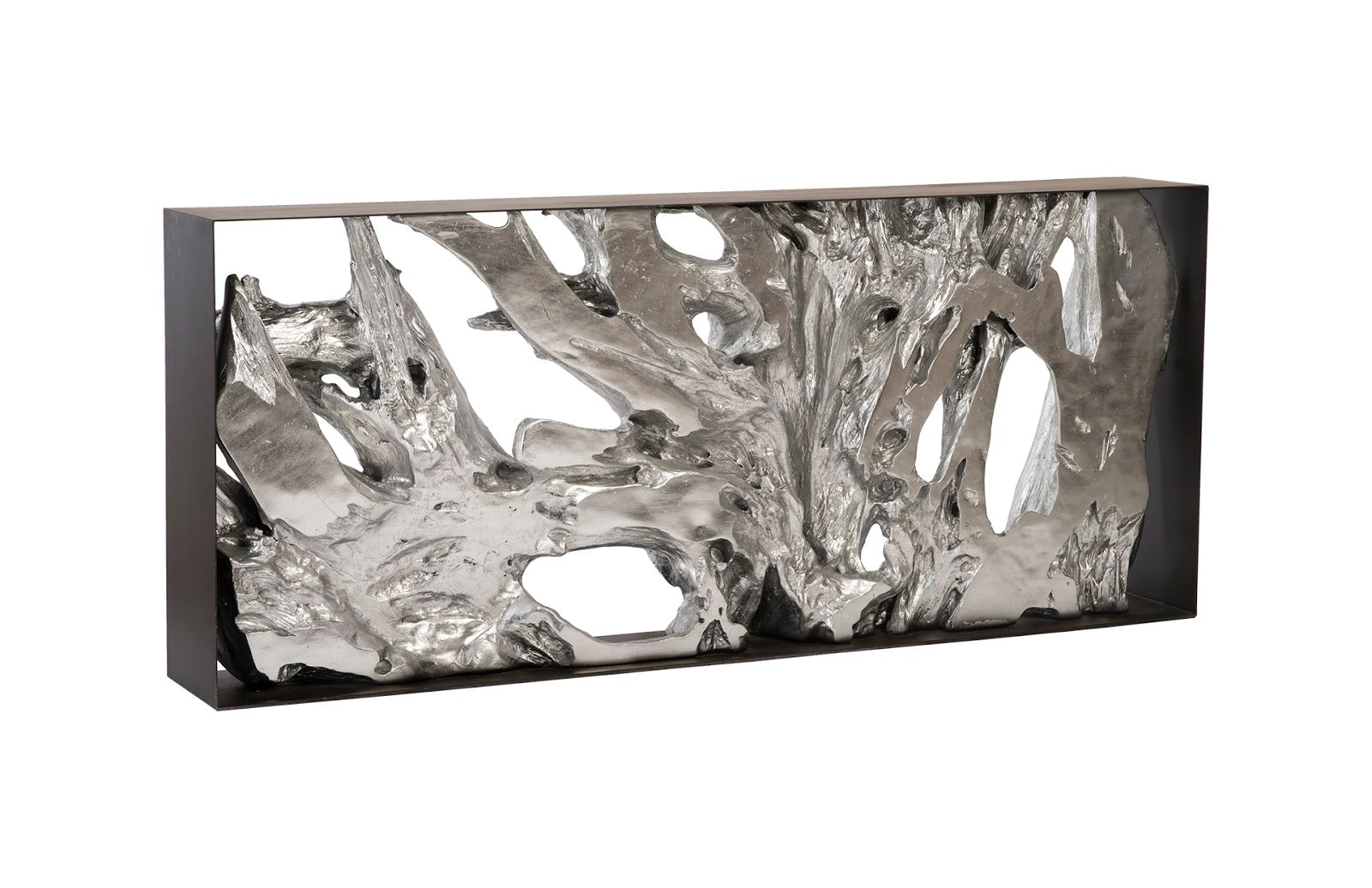 Phillips Collection Home Oversized LTL - Rate to be Quoted Phillips Collection Cast Root Console Table, Resin, Silver Leaf, Large
