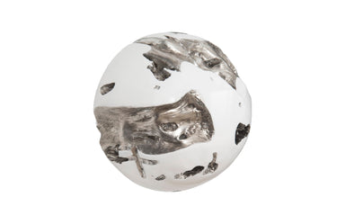 Phillips Collection Home Phillips Collection Cast Root Wall Ball, Silver Leaf, White, LG
