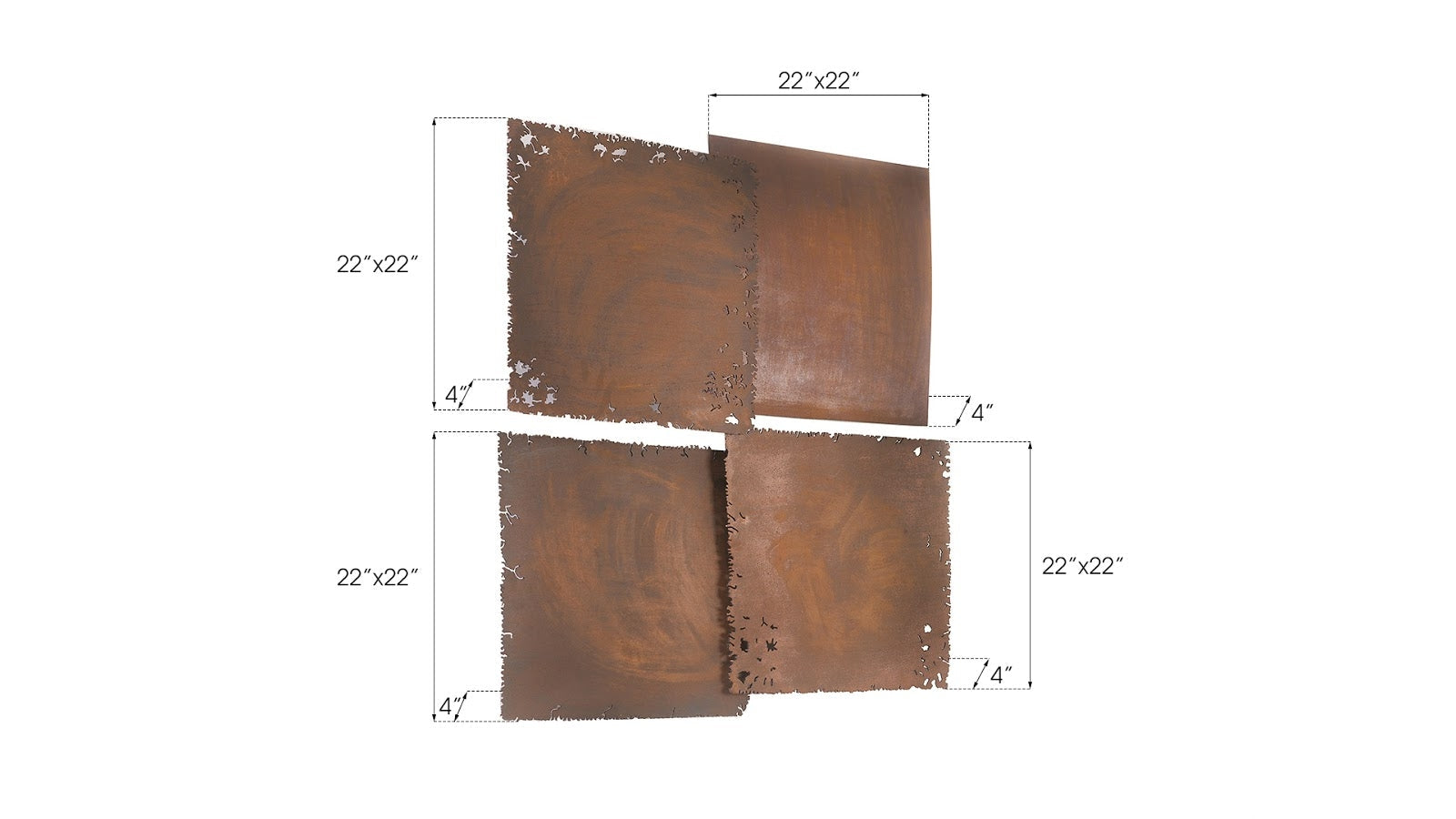 Phillips Collection Home Phillips Collection Cast Square Oil Drum Wall Tiles, Resin, Rust Finish, Set of 4