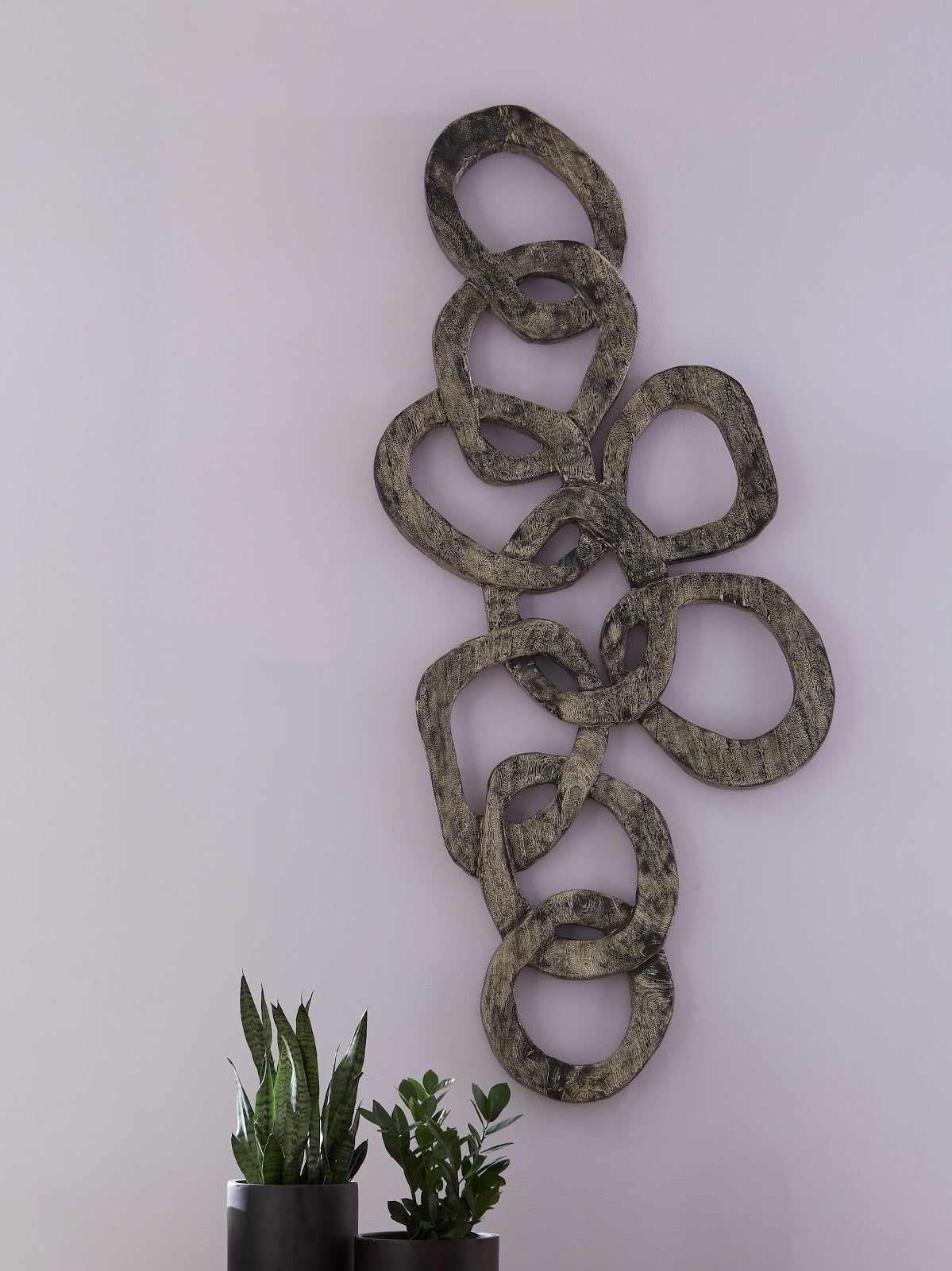 Phillips Collection Home Oversized LTL - Rate to be Quoted Phillips Collection Chain Wall art, Chamcha Wood, Gray Stone Finish
