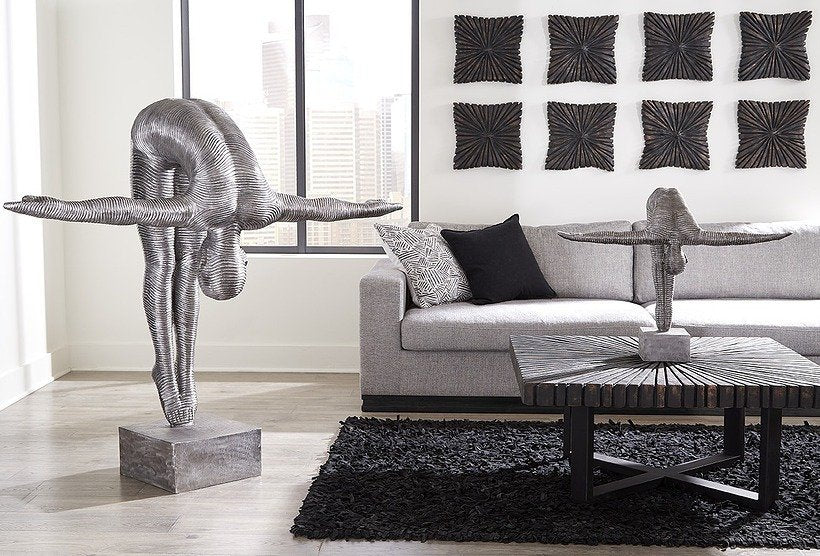 Phillips Collection Home Oversized LTL - Rate to be Quoted Phillips Collection Chainsaw Coffee Table, Square, Black Iron Cross Base, Black/Copper