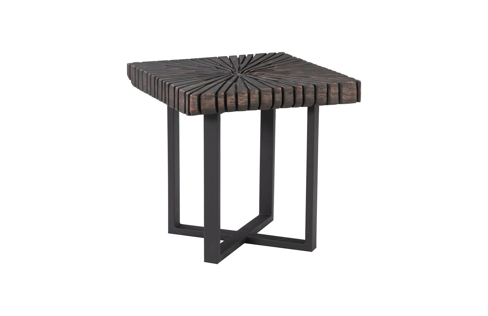 Phillips Collection Home Oversized LTL - Rate to be Quoted Phillips Collection Chainsaw Side Table, Burnt Black, Black Iron Cross Base