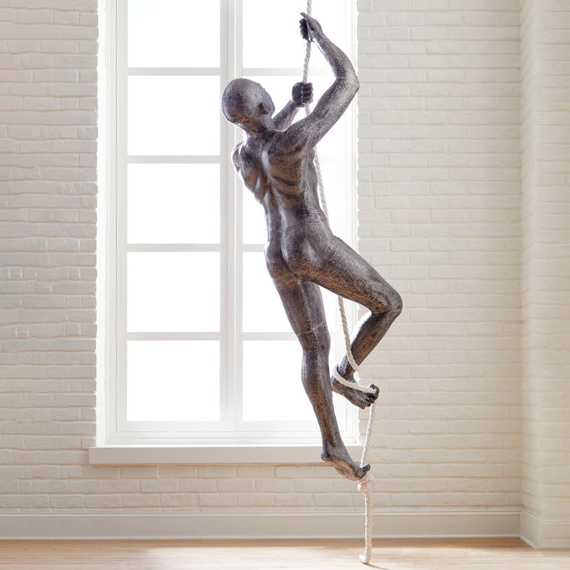 Phillips Collection Home Oversized LTL - Rate to be Quoted Phillips Collection Climbing Sculpture w/Rope, Black/Silver, Aluminum