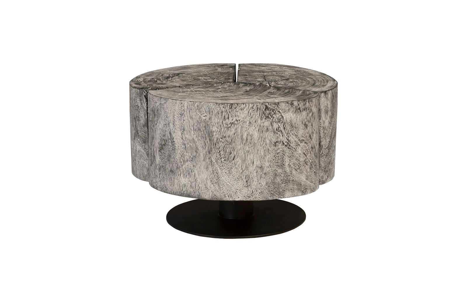Phillips Collection Home Oversized LTL - Rate to be Quoted Phillips Collection Clover Coffee Table, Chamcha Wood, Gray Stone Finish, Metal Base