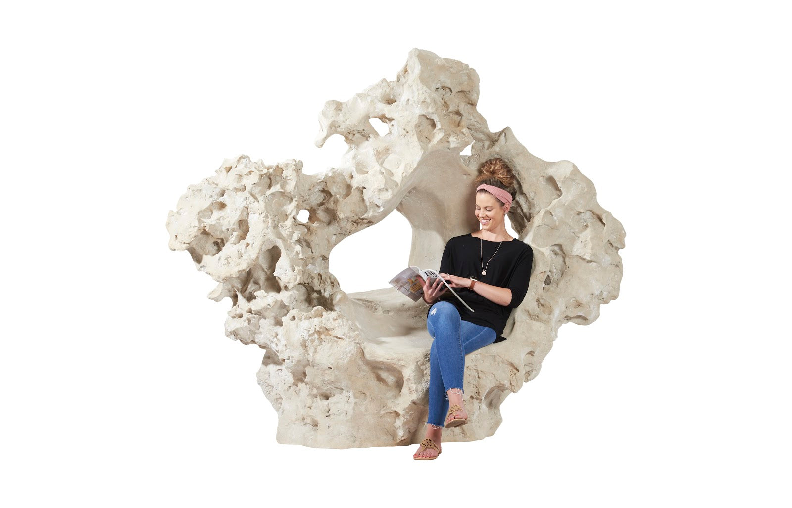 Phillips Collection Home Oversized LTL - Rate to be Quoted Phillips Collection Colossal Cast Stone Sculpture with Seat, Roman Stone