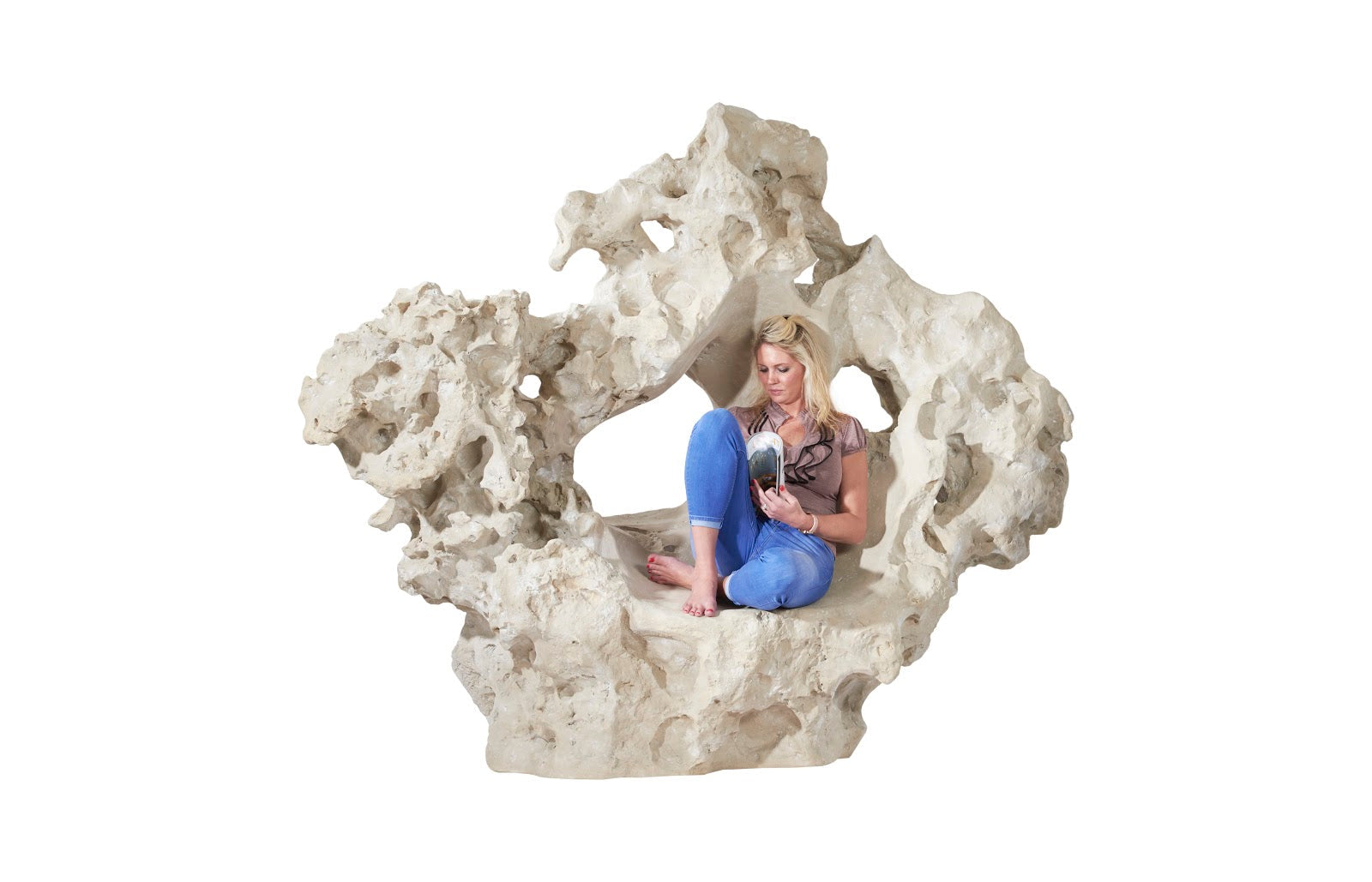 Phillips Collection Home Oversized LTL - Rate to be Quoted Phillips Collection Colossal Cast Stone Sculpture with Seat, Roman Stone
