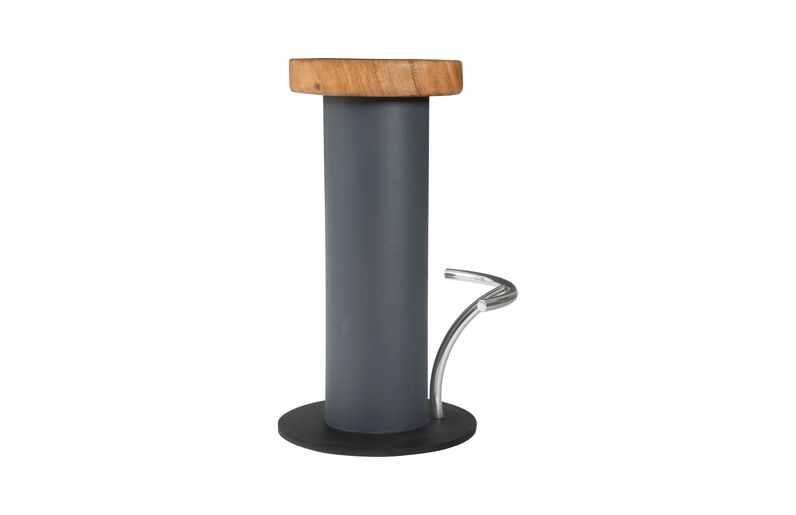 Phillips Collection Home Phillips Collection Concrete Bar Stool, Chamcha Wood Top, Stainless Steel Footrest