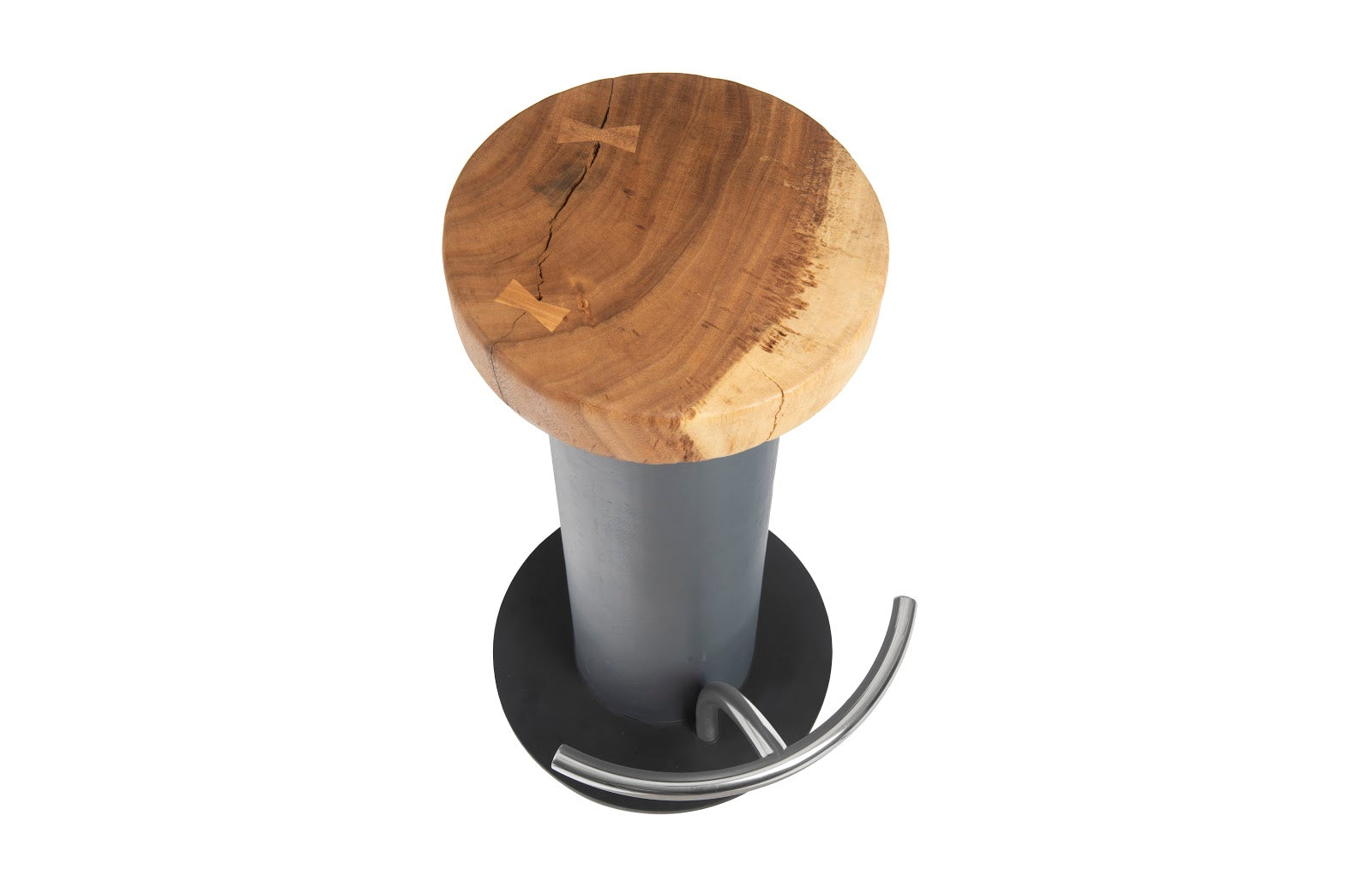 Phillips Collection Home Phillips Collection Concrete Bar Stool, Chamcha Wood Top, Stainless Steel Footrest