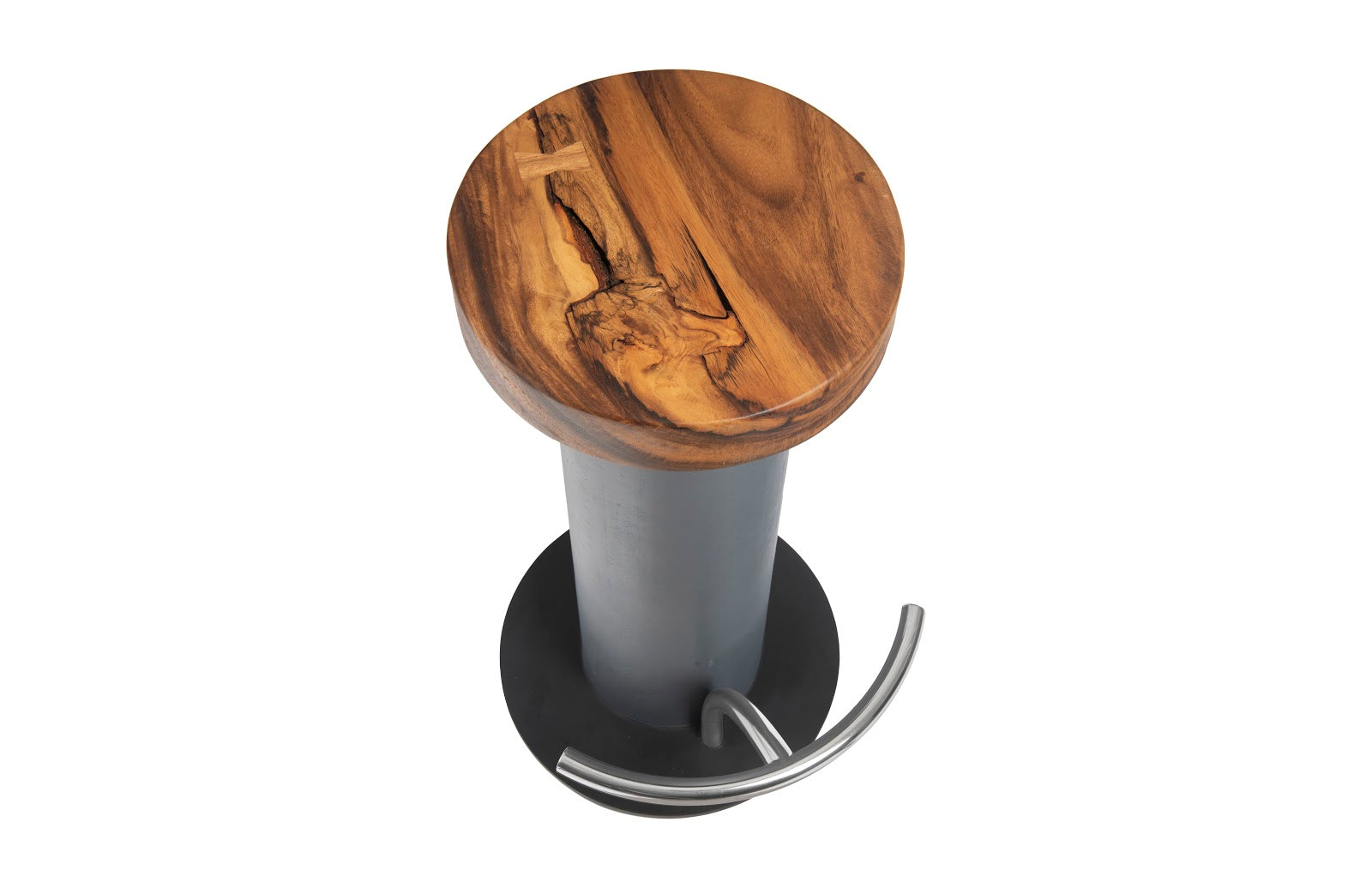 Phillips Collection Home Phillips Collection Concrete Bar Stool, Chamcha Wood Top, Stainless Steel Footrest