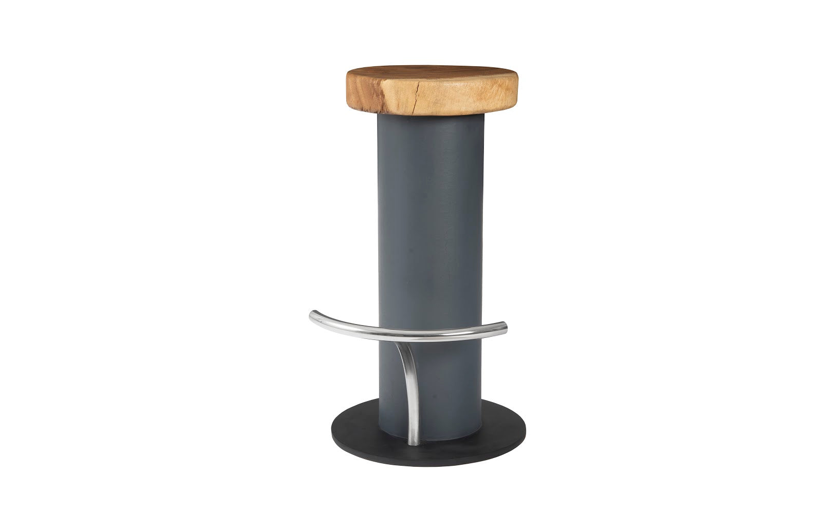 Phillips Collection Home Phillips Collection Concrete Bar Stool, Chamcha Wood Top, Stainless Steel Footrest
