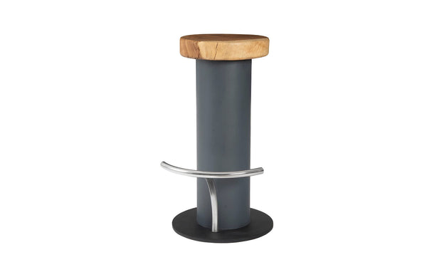 Phillips Collection Home Phillips Collection Concrete Bar Stool, Chamcha Wood Top, Stainless Steel Footrest
