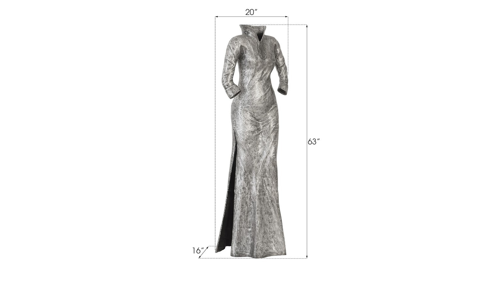 Phillips Collection Home Phillips Collection Dress Sculpture, Long Sleeves, Black/Silver, Aluminum
