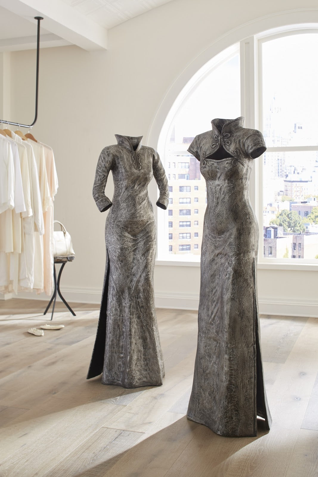 Phillips Collection Home Phillips Collection Dress Sculpture, Long Sleeves, Black/Silver, Aluminum