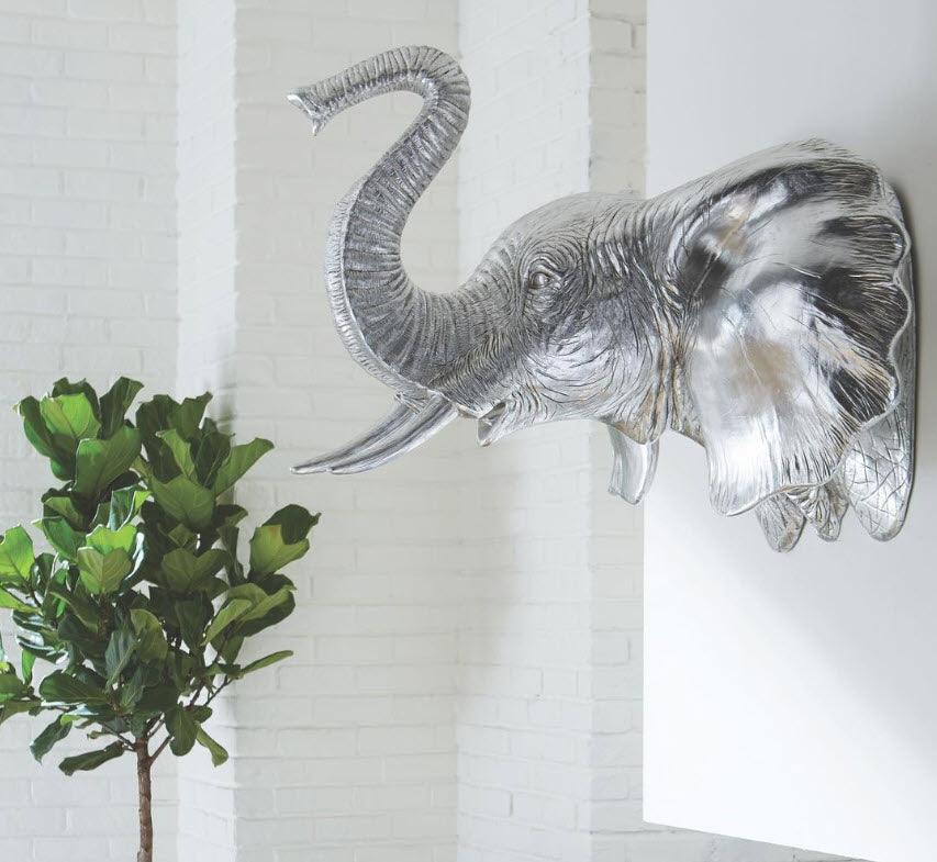 Phillips Collection Home Oversized LTL - Rate to be Quoted Phillips Collection Elephant Wall Art, Resin, Silver Leaf