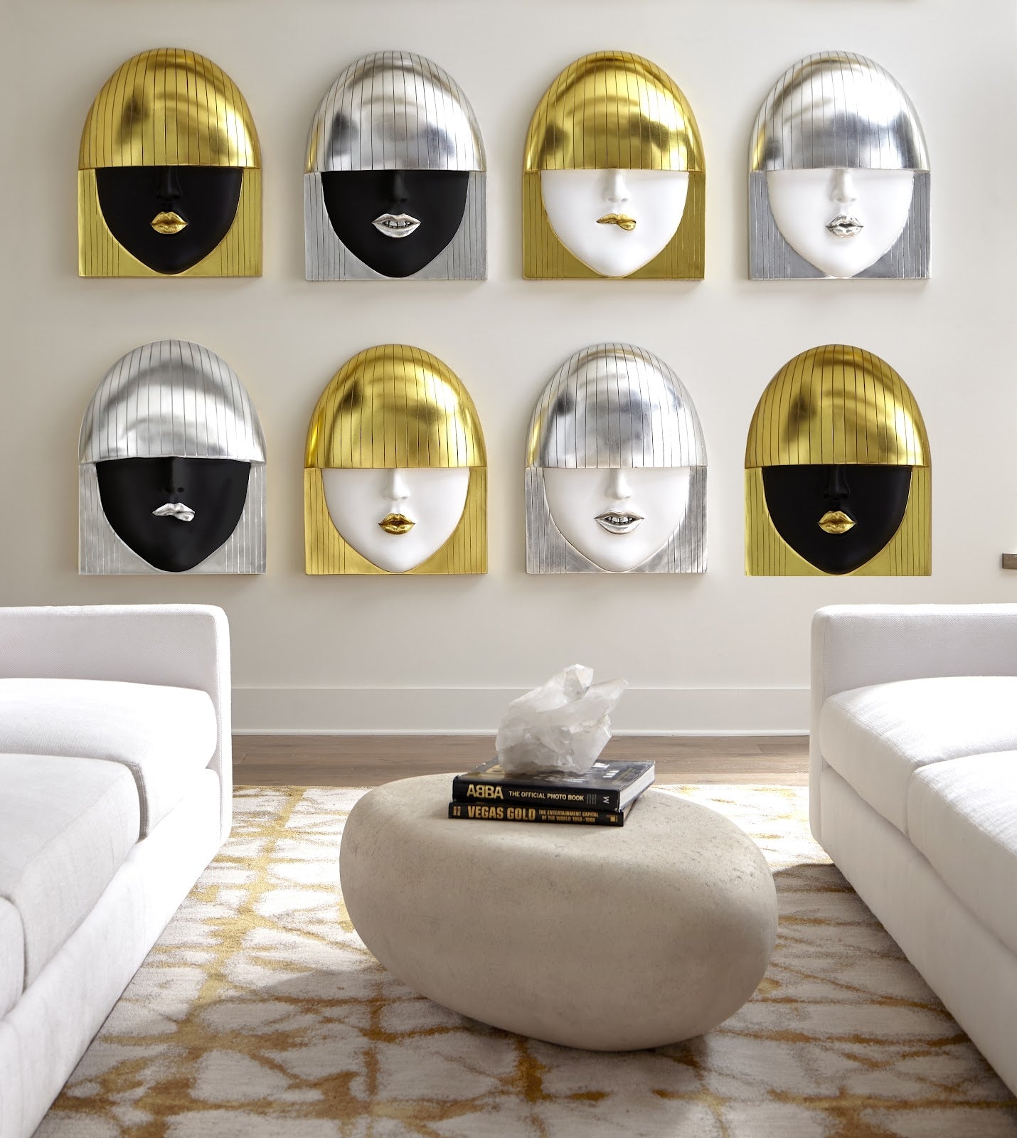 Phillips Collection Home Phillips Collection Fashion Faces Wall Art, Large, Kiss, White and Gold Leaf