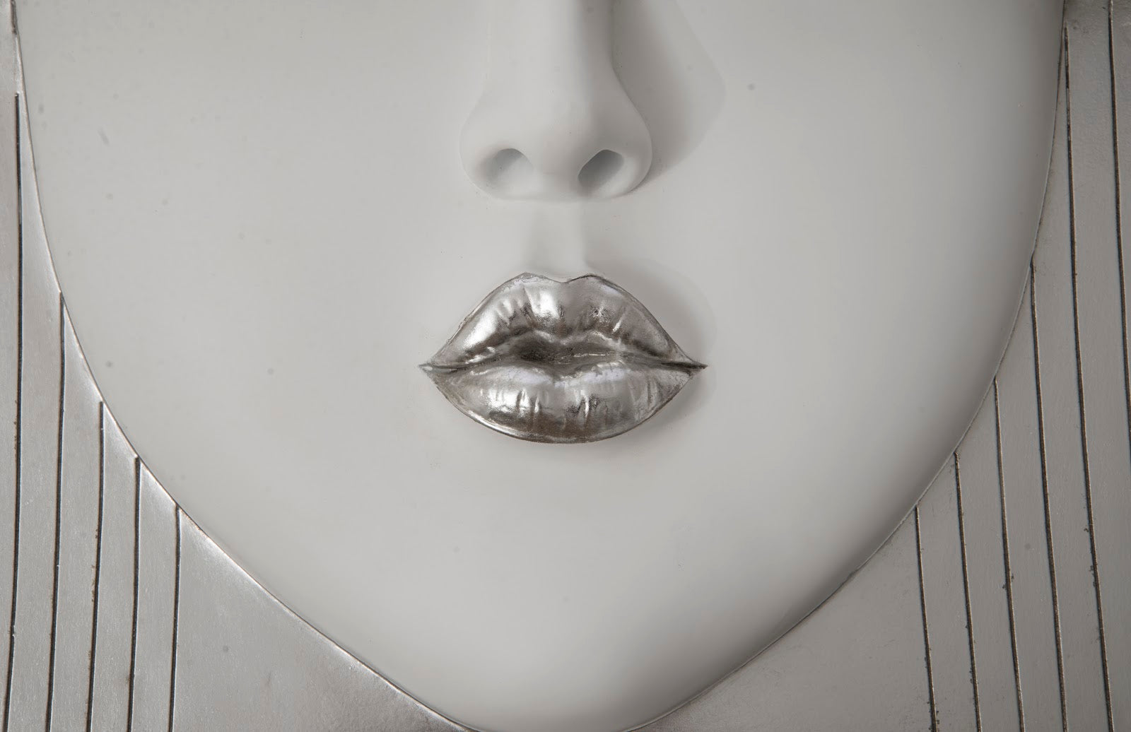 Phillips Collection Home Phillips Collection Fashion Faces Wall Art, Large, Kiss, White and Silver Leaf