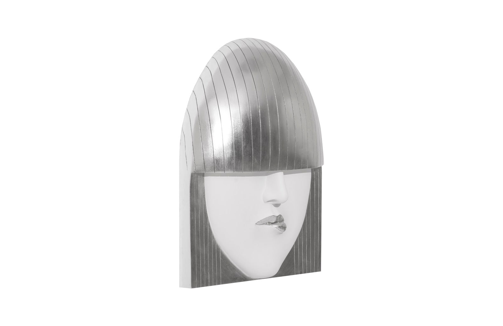 Phillips Collection Home Phillips Collection Fashion Faces Wall Art, Large, Pout, White and Silver Leaf