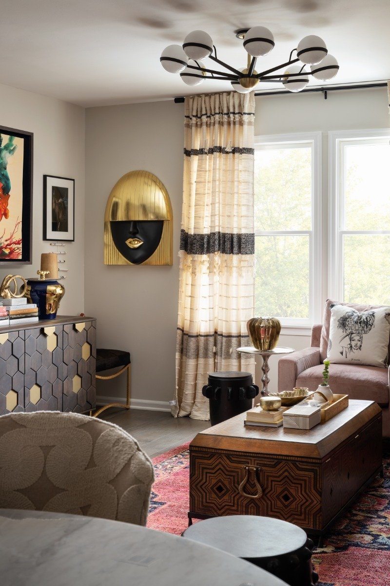 Phillips Collection Home Phillips Collection Fashion Faces Wall Art, Large, Smile, Black and Gold Leaf