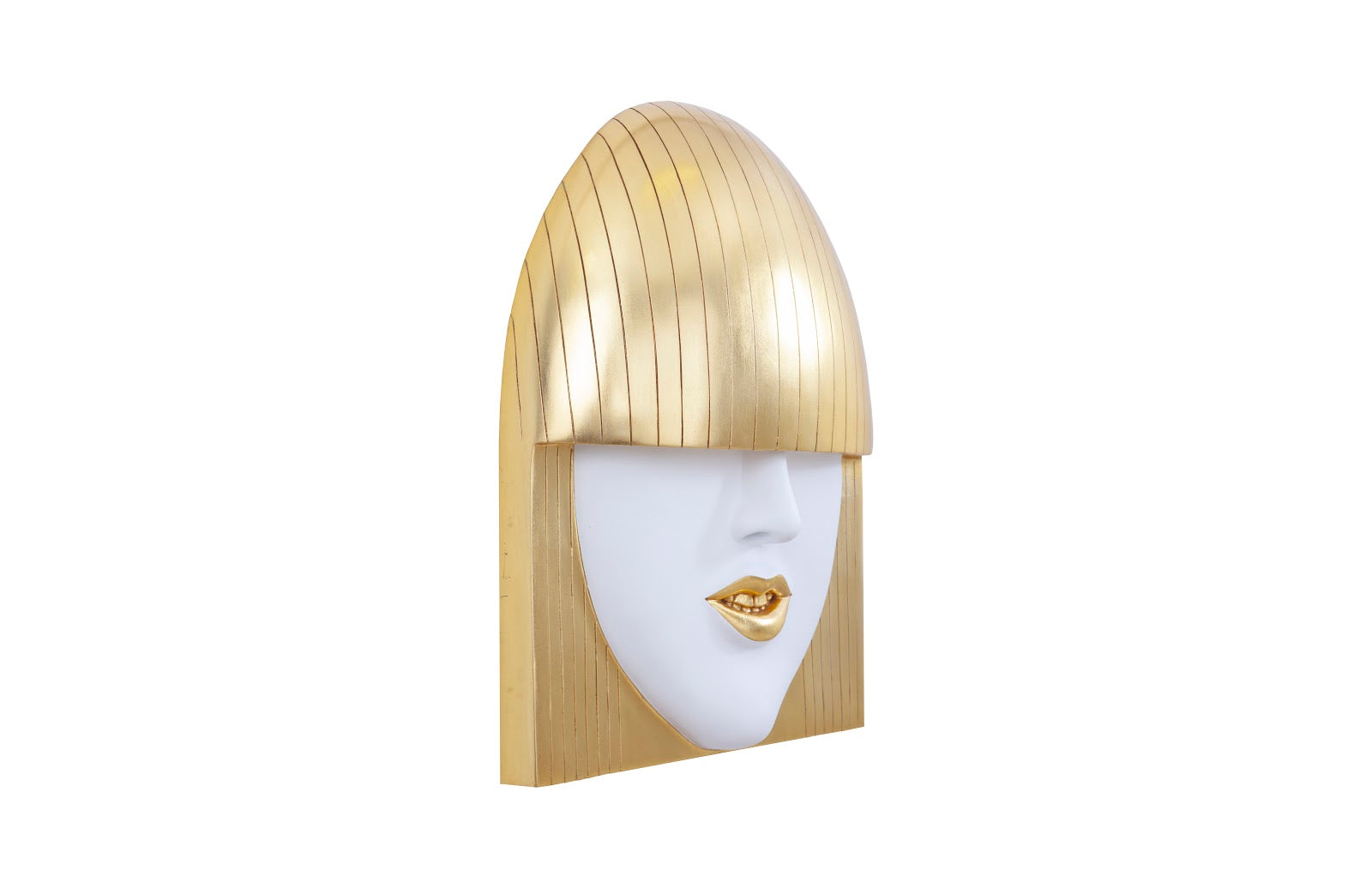 Phillips Collection Home Phillips Collection Fashion Faces Wall Art, Large, Smile, White and Gold Leaf